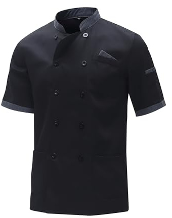MeiLayM Giacca Cuoco Uomo e Donnacon i Bottoni Giacca Chef Uomo Ristorante Divise da Cuoco Giacca Cucina Maniche Corte Uniforme da Lavoro