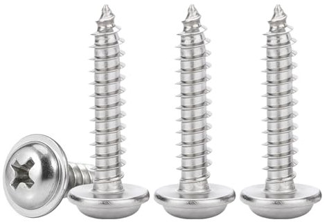 Drenky 50 Pièces Vis Autotaraudeuses à TêTe Ronde Avec Rondelles M4x16mm Vis Cruciformes à Bois Inox 304 Vis Placo à TêTe Large BombéE, EntièRement Fileté
