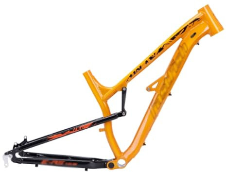 ZECHAO 16-Zoll MTB Rahmen, Aluminiumlegierung, 27,5 Zoll Mountainbike Rahmen mit Weichem Heck Schnellspanner 9 X 100 MM Führung Interner 2,4 Zoll Maximalreifen(Orange)