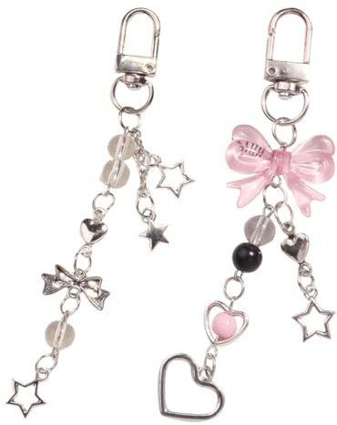 OHREN 2 Stück Stern Y2k Cute Keychain,Bag Charms Schlüsselanhänger Aesthetic,Taschen Anhänger Bag Charm,Y2k Accessoires Anhänger Tasche,Taschen Charms,Taschen Charms