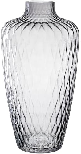 Leonardo Home Giulia Vase • 1 Stück • Blumenvase aus grauem Glas • ⌀7,2 cm • Stilvolle Vase mit haptischer Optik • Glasvase für kreative Blumensträuße • Zeitloses Design • Höhe 38 cm • grau • 055287