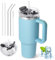 ZAKVOP Mug Isotherme avec Paille, 1200ml Tasse Isotherme avec Poignée et Couvercle, Gobelet Travel Mug Tumbler Cafe avec Couverture Multifonction