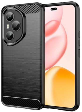 Wookfiss Cover per Honor 400 Pro Custodia, [Fibra di Carbonio] Morbido TPU Custodia, Anti Scivolo Anti Antiurto Case -Nero