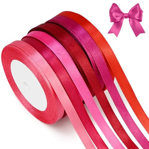 qingmeng 132m Satinband Rot, 10mm Geschenkband Rot Breit, Schleifenband Weihnachten Geschenkband Hochzeit Stoff, Geschenk Band Geschenkbänder für Taufe Geburtstag Deko Geschenkverpackung