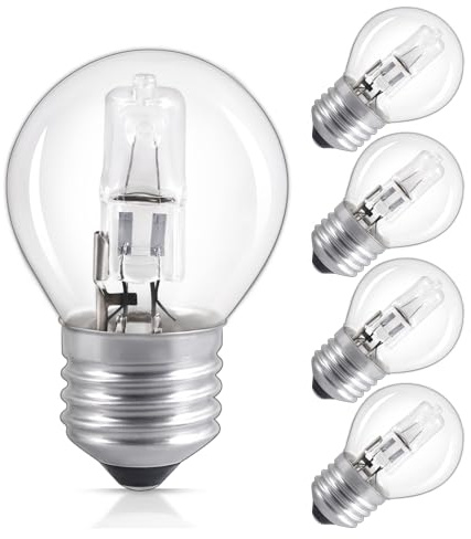 Morotty E27 Tropfenform Glühbirne Dimmbar, 2700K Warmweiß, E27 Tropfen Glühbirne Klar 230V 570LM, G45 Globus Dekorative Beleuchtung für Kronleuchter Wandlampe, 5 Stück
