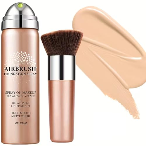 Makellose Luftbürste Stiftung hohe Abdeckung Stiftung glatte cremige matte Spray Make-up-Kit für reife Licht beige mit natürlichem nackten Finish,NUDE
