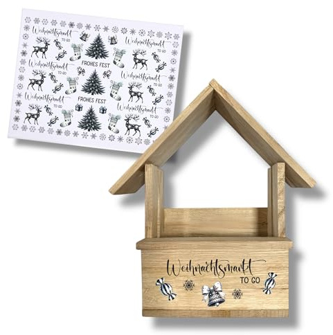 RUB ONs Sticker Weihnachtsmarkt to go, Bäume, Hirsch Weihnachten, Sprüche, Frohe Weihnachten, DIN A4, randlose Rubons-Sticker, Rubon