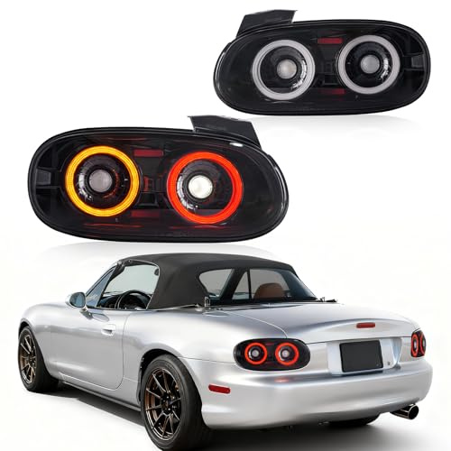 CKCD Rückleucht Für Mazda MX5 NB Miata&Roadster MK2/MK2.5 1998-05 | NB Rückleuchten Mit Animation DRL,Startanimation,E-Prüfzeichen, Paar