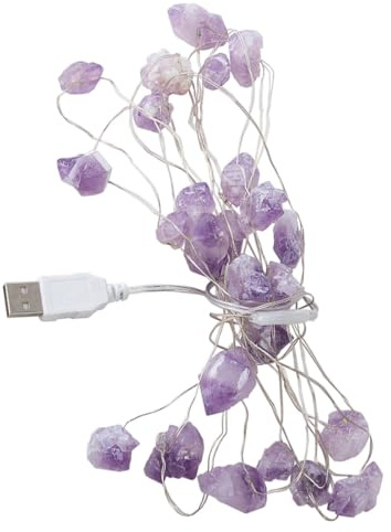 LOLIPPYY Amethyst LED Lichterkette USB mit 30 LED Köpfen Festliche Beleuchtung für Wohnzimmer Terrasse und Party Geeignet für Innen und Außenbereich