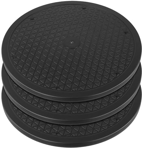 SINJEUN 3 Stück Universal Drehteller Schwarz 30 cm, 360 Grad Drehbar Drehplatte Kunststoff Drehplattform Drehscheibe für Zuhause, Büro