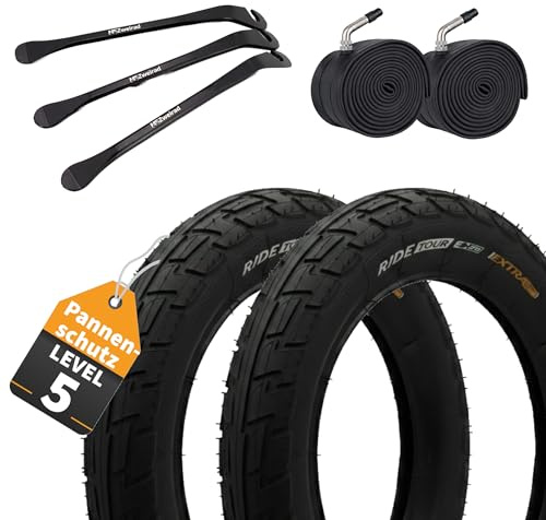 Continental 2X 12 Zoll Fahrradreifen Set 62-203 mit Schlauch & Heber | Pannenschutz Reifen 12 1/2 x 2 1/4 - Drahtreifen mit AV Winkelventil - Ersatzset für Buggy, Laufrad, Kinderrad und E-Bike