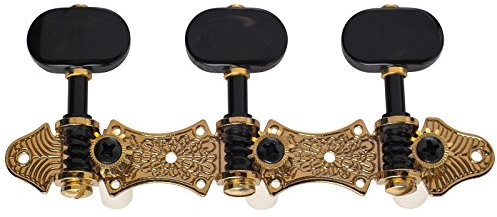 Golden Gate F-2113 Mechaniken Deluxe für Klassik Gitarren 2 Platten mit drei Mechaniken gold/schwarz
