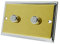Slimline Duo Satin Brass Polished Chrome 2 Gang Dimmer 1000W - 10 Amp Double 2 Gang 2 Way 1000W Light Dimmer Switch