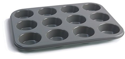 Jamie Oliver Backblech für 12 große Muffins Backformen, Karbonstahl, anthrazit, harborblue, 35 x 27 x 3 cm