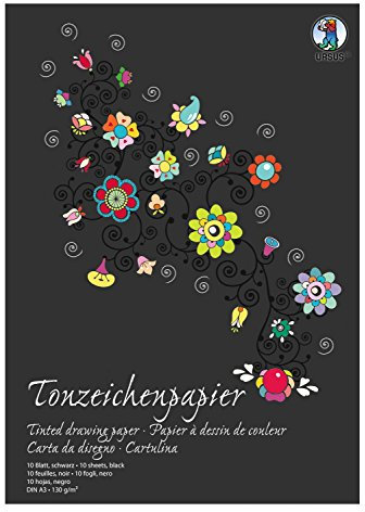 Ursus 2154090SE - Tonzeichenpapier-Block Sonderedition, 130 g/qm, DIN A3, 10 Blatt, schwarz