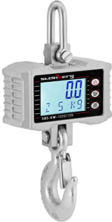 Steinberg Systems - Kranwaage Hängewaage (1.000 kg / 0,5 kg, Aluminiumdruckgussgehäuse, LED-Display, Edelstahl + Fernbedienung) Silber