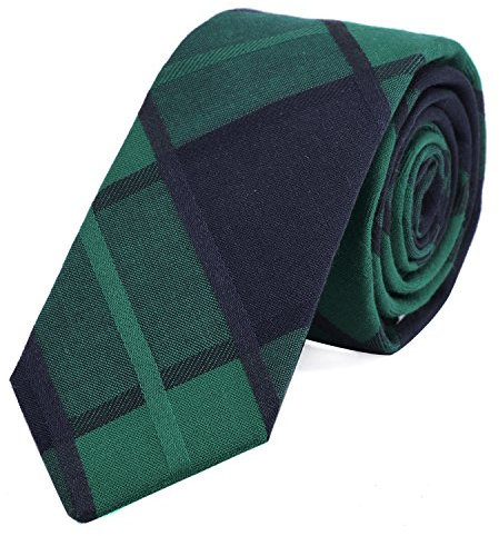 DonDon Herren Krawatte kariert 6 cm grün-blau