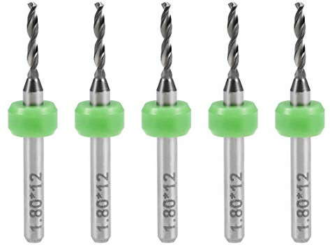 sourcing map PCB Drill Bits 1.8mm Tungsten Carbide Rotary Tool Jewelry CNC Engraving Print Circuit Board Micro Drill Bits 1/8 Inch Shank 5 Pcs
