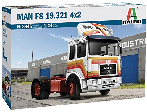 Italeri 1:24 Man F8 19.321 2Achs, originalgetreue Nachbildung, Modellbau, Basteln, Hobby, Kleben, Plastikbausatz, Zusammenbauen, Grau