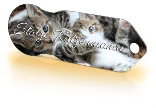 Einkaufswagenlöser ® Katzenmama/Entriegler für Einkaufswagen – inkl. 1 Jahr Schlüsselfundservice/Einkaufswagenchip abziehbar/Einkaufschip zum rausziehen/Schlüsselanhänger Metall / 1 Stück