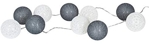 levandeo 10er Lichterkette LED Kugeln Lampions Baumwolle Weiß Grau Cotton Girlande Deko Cottonballs
