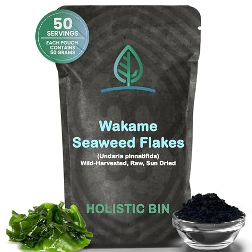 Holistic Bin Atlantic Wakame Seaweed Flakes, Wild-Caught, Soup, Ramen - 50g