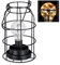 Relaxdays Tischlampe Vintage, Gitterlampe mit LED Glühbirne, warmweiß, Batterie, Drahtlampe Industrie Design, schwarz