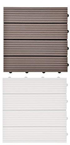 euroharry 22 Stück WPC Fliesen Balkonfliesen Terrasse 30x30cm | Kunststoff Holzfliesen DIY Balkon Garten Klickfliesen