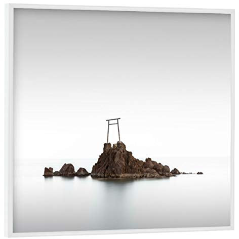 artboxONE Poster mit weißem Rahmen 40x40 cm Natur Torii Minato | Japan - Bild Japan fels felsen