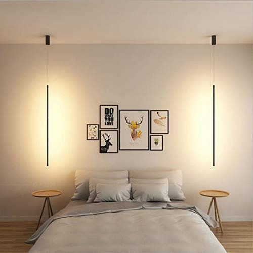 15W Pendelleuchte Hängelampe LED Modern Schlafzimmer Wohnzimmer Schwarz Kreativ Rechteck Design Höhenverstellbar Leseleuchte Kronleuchter für Küchen Bar Studie Büro Treppen Lampe, H100cm, Warmes Licht