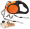 KOOLTAIL Dual Retractable Hundeleine für zwei Hunde bis 110 Lbs, Heavy Duty Doppelkopf 16 ft Flexi Erweiterbare 360° Tangle-Free One Button&Lock Bremse Hundeleine für kleine mittlere Orange