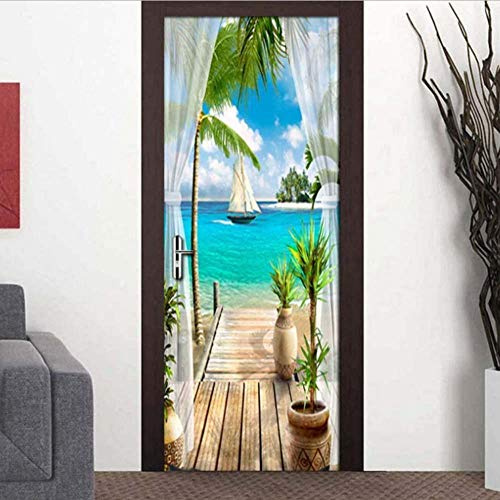 3D Türaufkleber Türtapete Selbstklebend Türposter Kinderzimmer Fototapete Türfolie Poster Tapete Türaufkleber PVC Marine Sailing Decoration Aufkleber DIY Selbstklebende Wandbild-90 x 200 cm