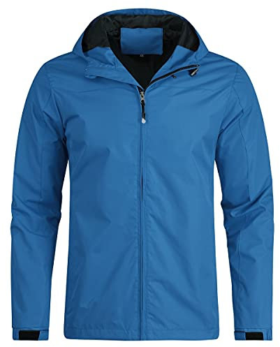 YOUTHUP Blouson Homme Coupe-vent à Capuche Imperméable Veste a Capuche Hommes en Veste de Pluie, Bleu Ciel, XXL