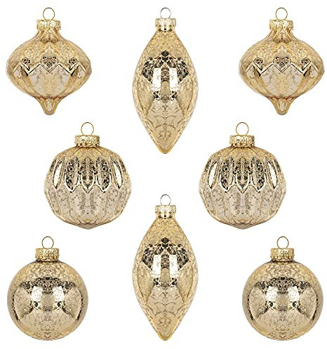 8 pezzi palline di natale oro vetro palla di vetro glass ciondoli e pendenti palline ornamento di mercurio deocro natalizio Appendiabiti Decorazioni natalizie Addobbi