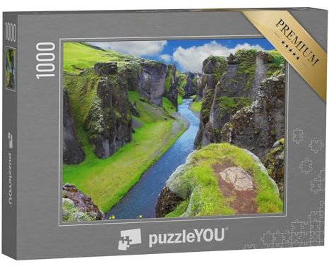 puzzleYOU: Puzzle 1000 Teile „Nimmerland Island - der malerische Canyon Fjadrargljufur“ – aus der Puzzle-Kollektion Island, Skandinavien