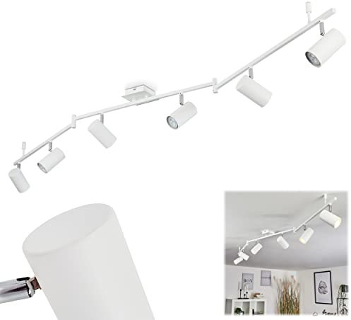 Deckenleuchte Javel, moderne Deckenlampe aus Metall in Weiß/Chrom, moderne Leuchte mit verstellbaren Strahlern und Leuchtenarmen, 6 x GU10, ohne Leuchtmittel