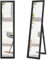 COSTWAY Miroir Pleine Longueur sur Pied, Grand Miroir avec Cadre en MDF 155 cm x 37 cm, Miroir de Plain Pied Rectangulaire pour Chambre, Salon et Entrée (Noir)