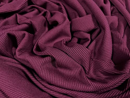 Stretch-Spandex-Feinripp-Jersey-Stoff, Meterware, einfarbig, beerenfarben