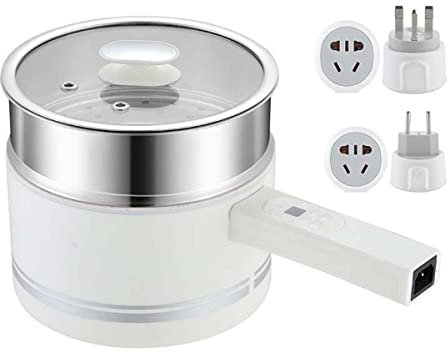 Flyself Electric Hot Pot,220V Mini Portable Electric Pan Non-Stick, Multifunction Electric Skillet for Stir Fry, Roast, Ramen Cooker with Over-Heating Boil Dry Protection for Electric Stock Pot