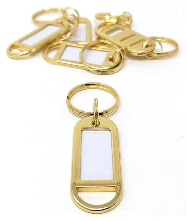 Porte Clés en Métal avec étiquette inscriptible - Personnalisable - Extrêmement Solide - pendentif avec anneau pour clef, Bagages et Animaux de Compagnie - 5 pcs