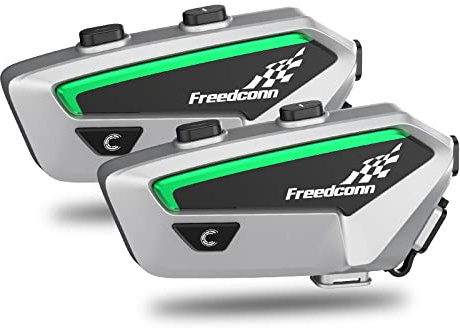 FreedConn Motorrad-Bluetooth-Headset, Helm-Gegensprechanlage, FX-Motorrad-Kommunikationssystem, Gegensprechanlage, Sprachassistent, Auslöser, Boom und weiches Mikrofon, für alle Arten von Helmen,