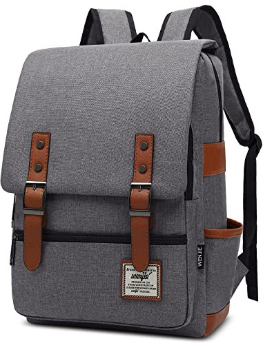 DORRISO Mochila Hombres Mujeres Moda Bolsa de Hombro para 16 Pulgadas portátil Viaje Escolares Conmutar Causal Bolsos Gran Capacidad Mochila Lona Messenger Bag Gris A
