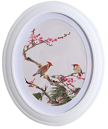 F Fityle Ovaler Bilderrahmen aus Holz, Holz-Bilderrahmen, Wandbehang, geschnitzt für, Desktop, Kunstporträt, Wohnzimmer, Weiß