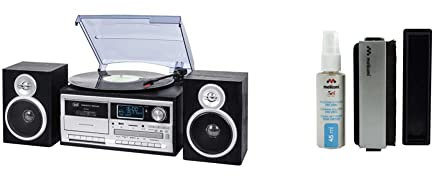 Trevi TT 1072 Sistema Giradischi Stereo Bluetooth Con Ricevitore Digitale DAB/DAB+ e Meliconi Vinyl - Kit di Pulizia Professionale per Tutti i Tipi di Dischi, Colore: Argento