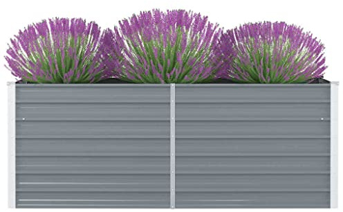 WIFESE Hochbeet 160x80x45 cm Verzinkter Stahl Grau Hochbeet Metall Hochbeete für Garten Pflanzenbett Kräuterbett Blumenkiste Dekorieren Eingang Balkon Terrasse Garten Stilvoll & Langlebig