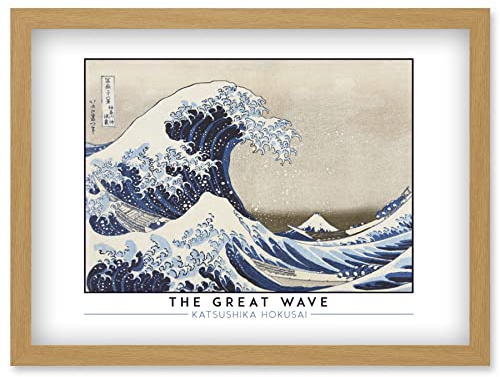 Wee Blue Coo Katsushika Hokusai The Great Wave or Under the Wave off Kanagawa Painting Artwork Framed Wall Art Print A4