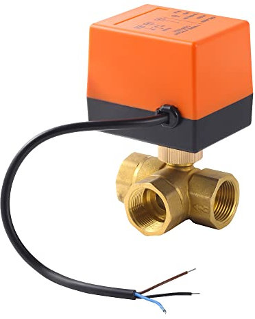 OrangeClub 3 Wege Zonenventil Motorisiertes Motorkugelhahn DN15 G1/2 Zoll AC 220V ventil elektrisch kugelventil elektrisch für die Durchflussregelung (3 Wege, 1 Zoll DN15, AC 220V)
