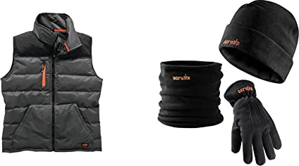 Scruffs Men's Worker Bodywarmer Black Charcoal, black, L & T54874 Winter Essentials Pack, Black