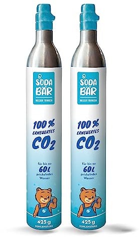 SodaBär® Cylindre de CO2 pour appareils SodaFresh - 2 x 425 g (60 l) - Remplissage gazéifié de Linde Allemagne