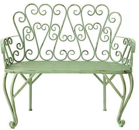 Gartenbank Terrasse Parkbank Outdoor Freizeitbänke Wetterfest und Rostfrei Gusseisenbänke 2-Sitzer Hofbank mit Rückenlehne und Armlehnen Vintage Dekobänke